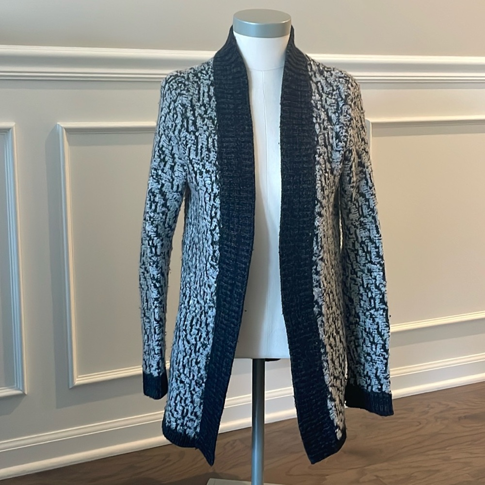 LOFT Grey Patterned Open Cardigan - Size S